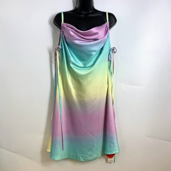 Cider Women's Silk Gradient Knotted Cami Mini Dress Size 1X NWT - Picture 1 of 13